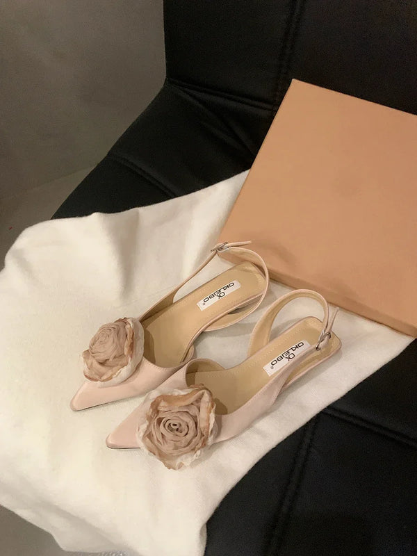 New Flower Sandals Elegant Satin Mule Shoes