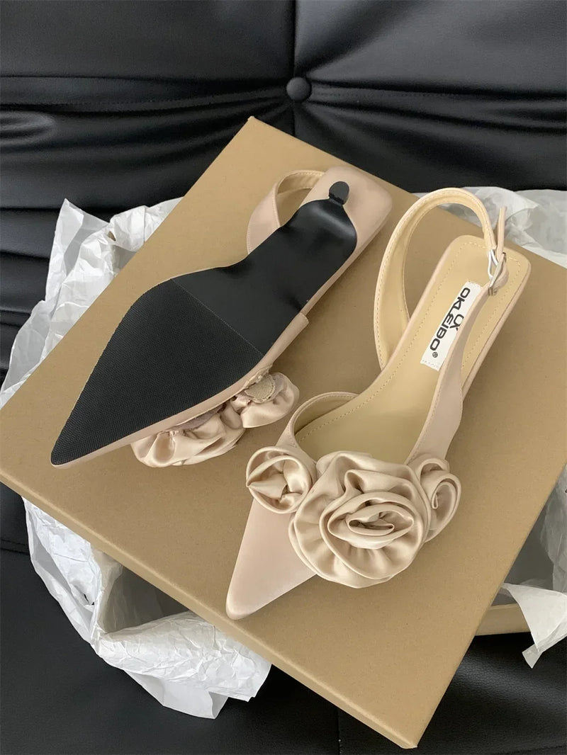 Elegant Sandals High Heeled Sweet Rose