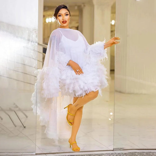 Sexy White Mesh Swan Dress