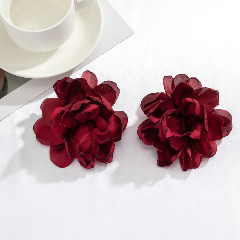 CAMINA Hyperbole White Red Large Flower Earrings