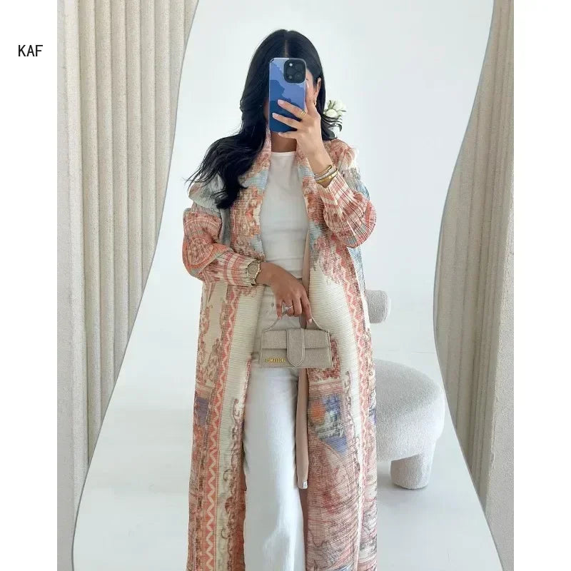 Retro Printed Long Sleeved Abaya