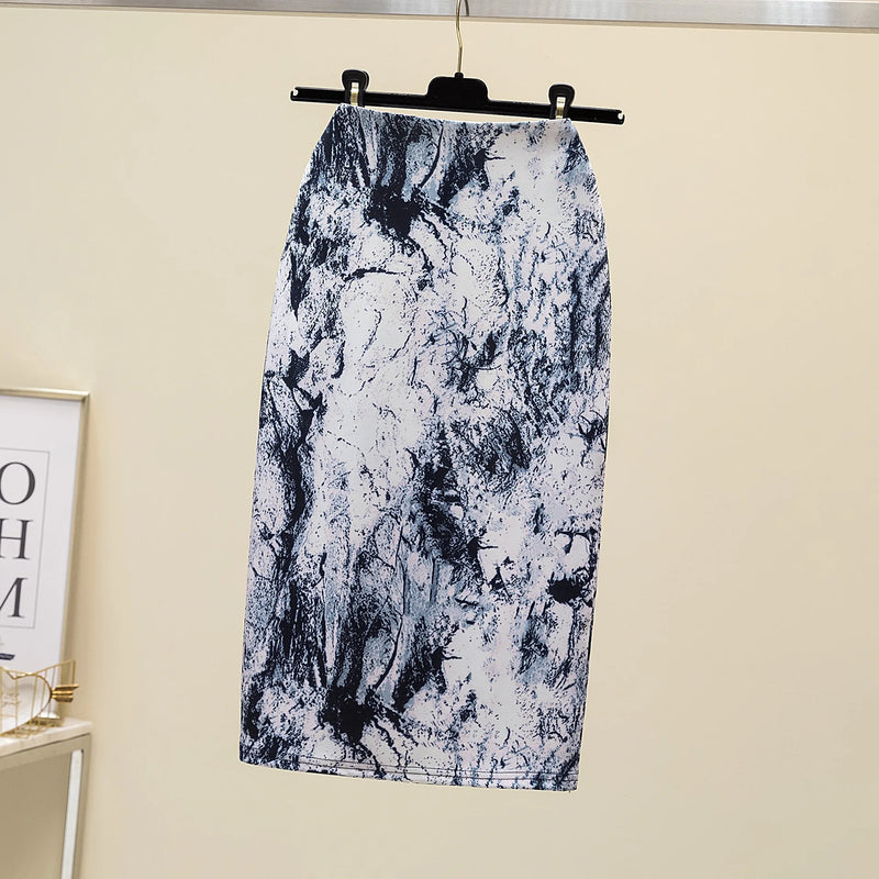 Vintage Flower Print Bodycon Pencil Skirt