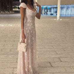 Scoop Neck Tulle Straight Evening Dress