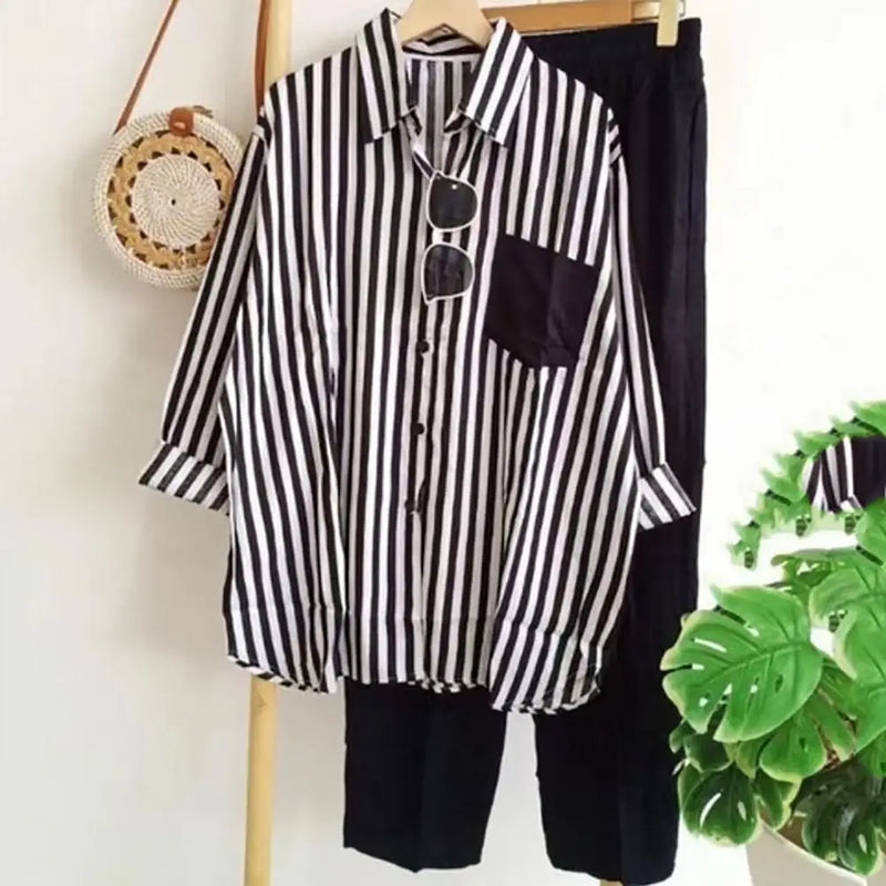 Tracksuit Set Summer Cotton Linen Blouse T-shirt Wide Leg Pant