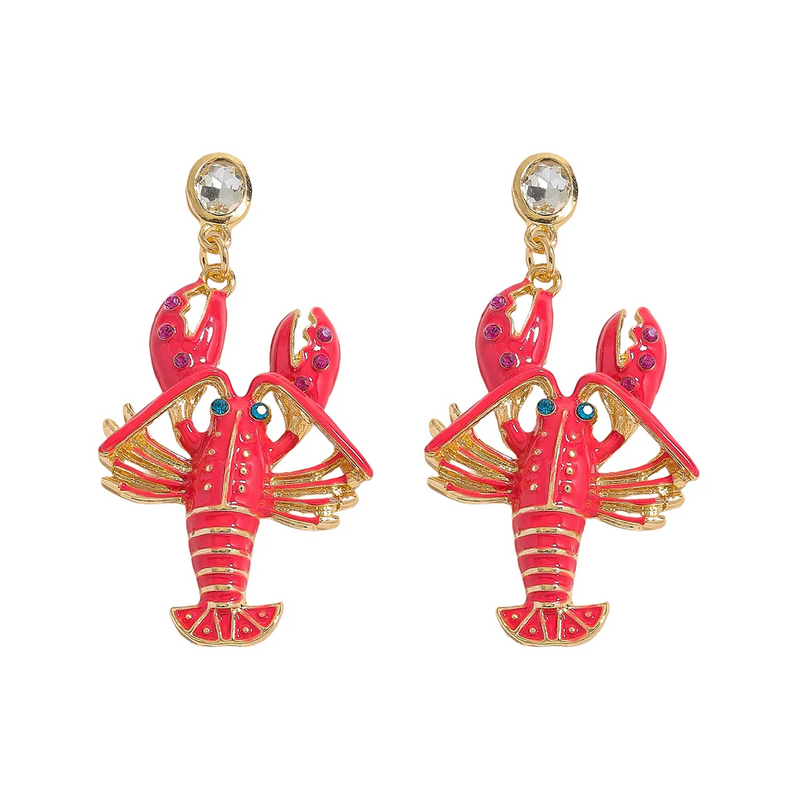 Enamel Crab Drop Earrings