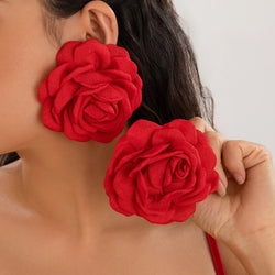 Salircon Exaggerated Large Rose Flower Earrings