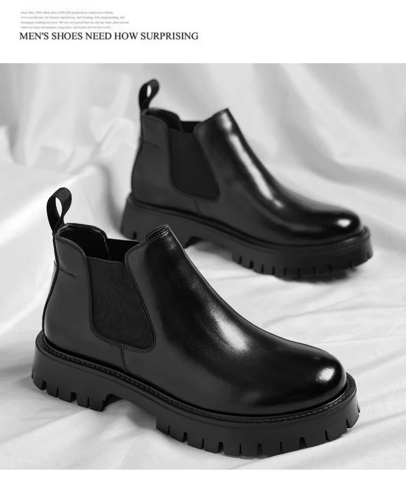 Classic Retro Chelsea Leather Ankle Boots
