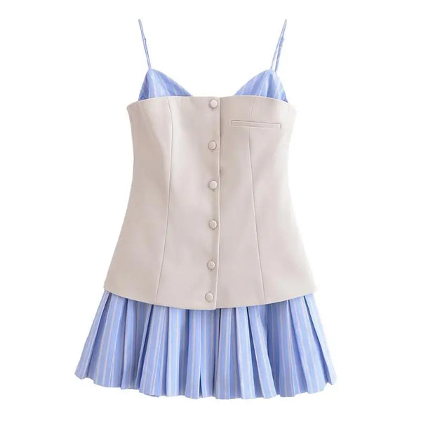 Chic Patchwork Sling Tube Top Slim Mini Elegant Dress