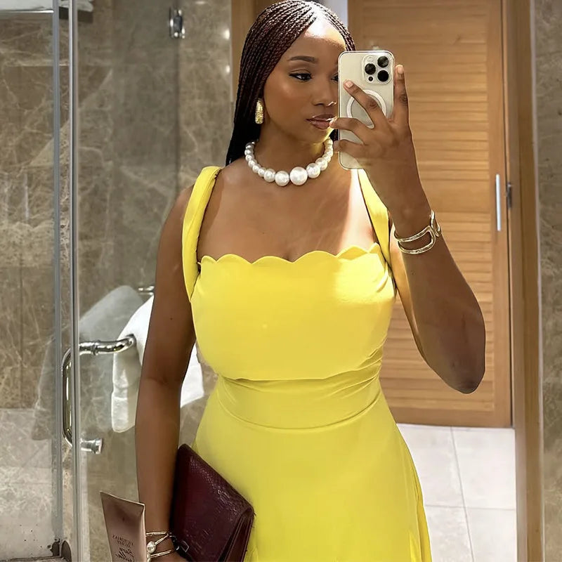 Sleeveless Strapless Big Swing Long Maxi Dress