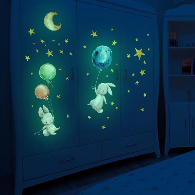 Cartoon Bunny Balloon Wall Sticker Kids Room