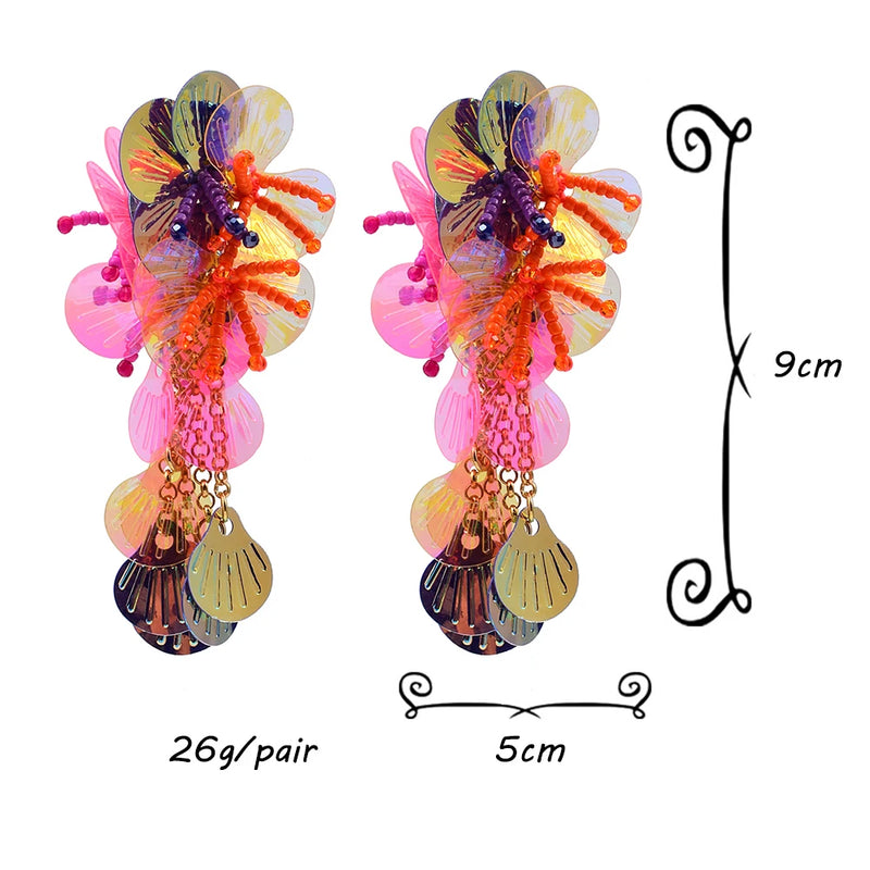 Resin Flower Multicolored Designs Bohemian Handmade Dangle Earrings
