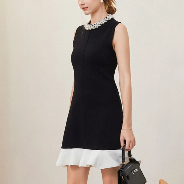 Round Neck Sleeveless Ruffles Mini Dress