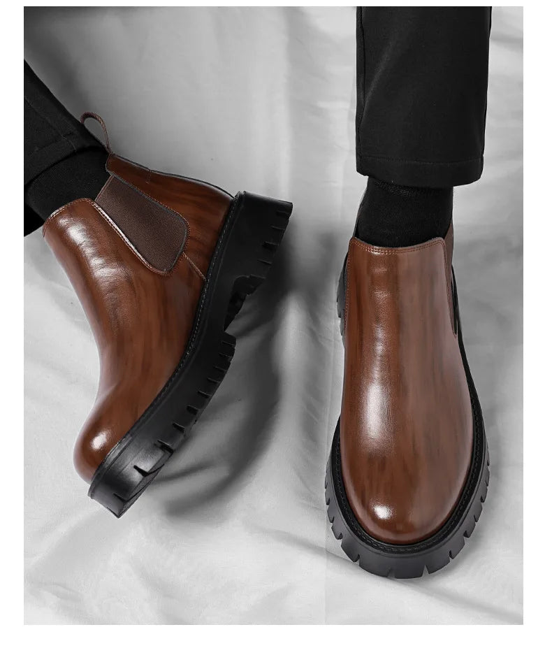 Classic Retro Chelsea Leather Ankle Boots