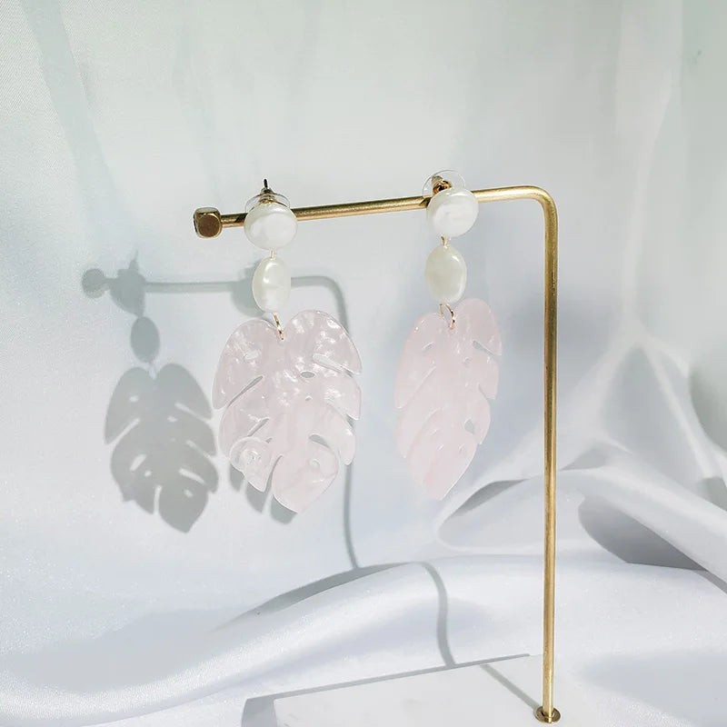 Resin Leaf Dangle Earrings