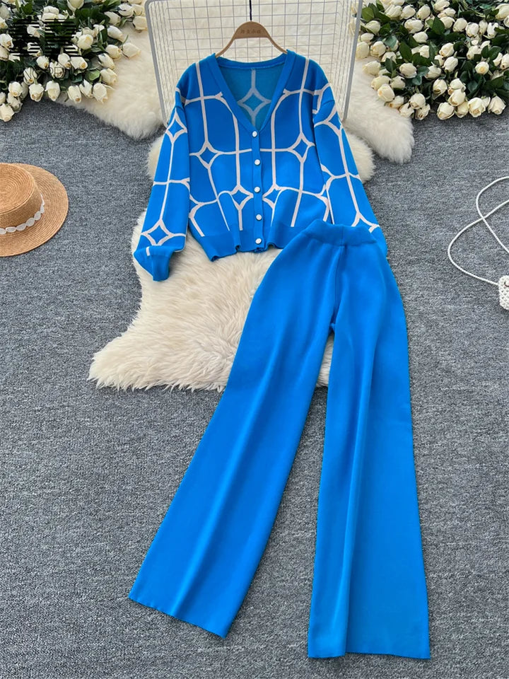 SINGREINY Cardigan+Wide Leg Long Pants