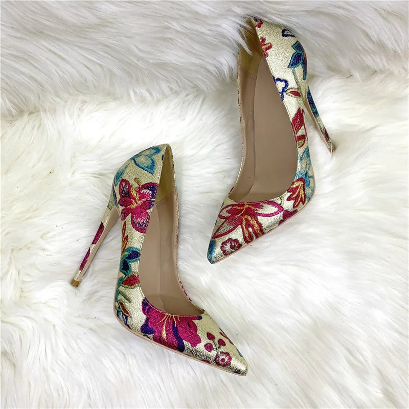 Gold Sheep Pointed Toe Stilettos Banquet Slip-On Shoes