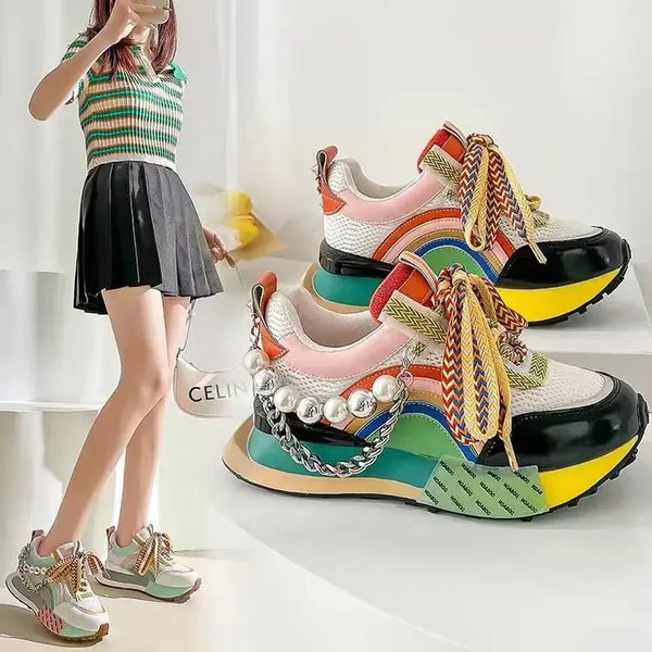 Pearl Chain Women's Vulcanized Shoes