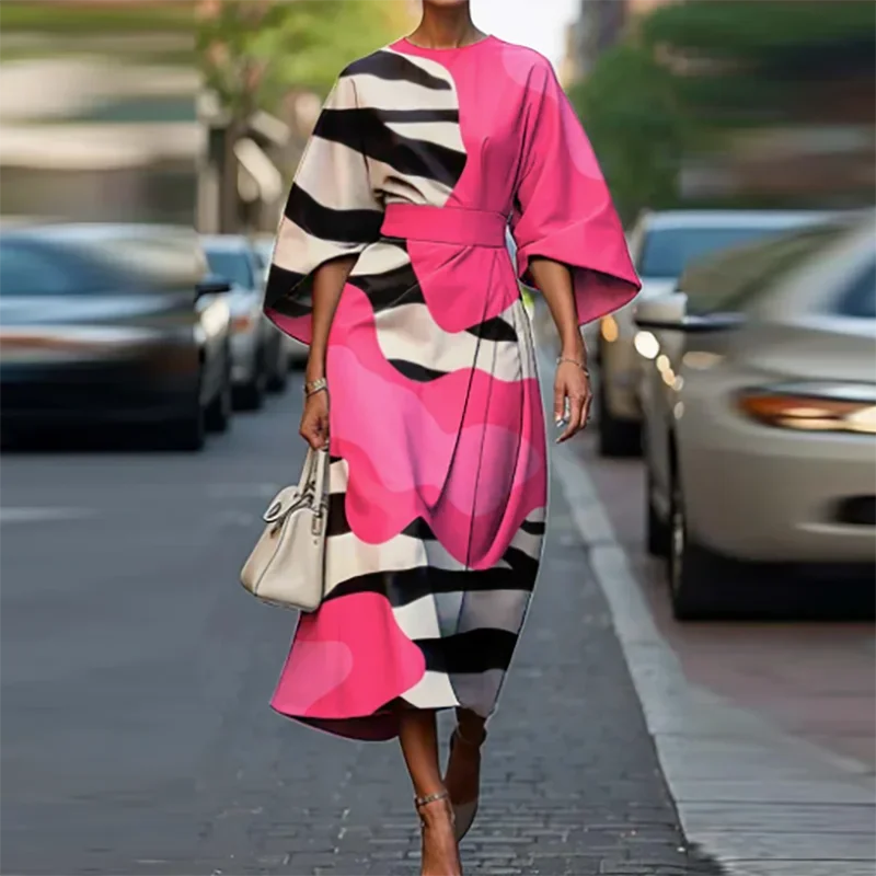 Elegant O-neck Half Sleeved Bohemian Vintage Dress