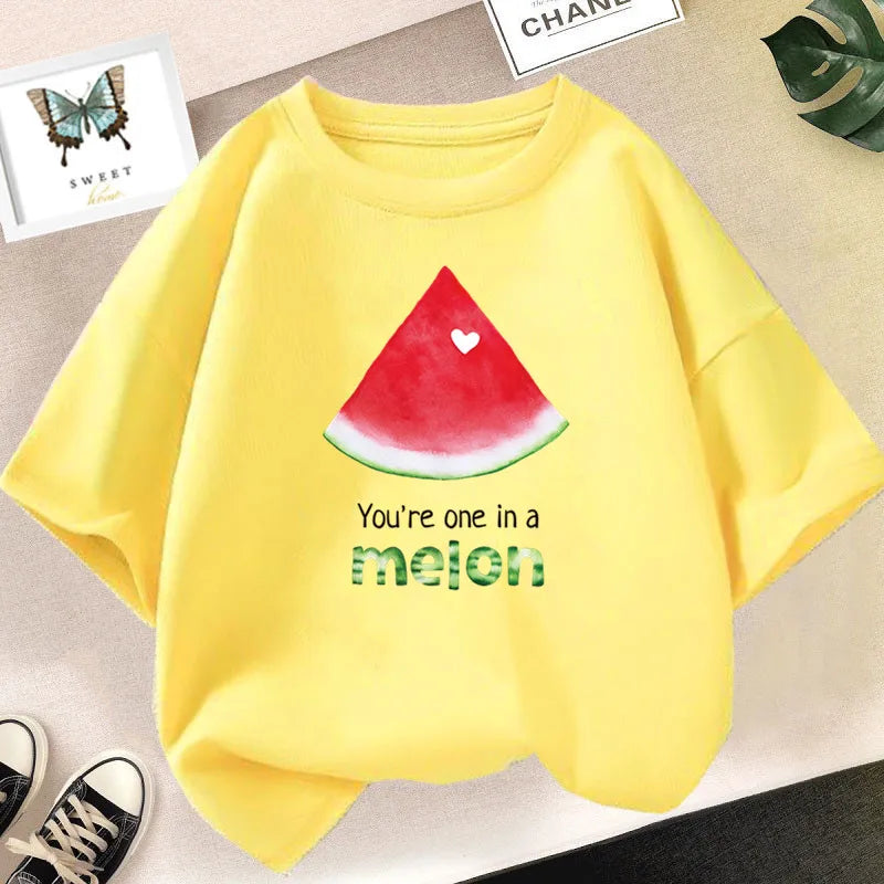Cute Lemon Fruit Cartoon Bike Printed Tops Tee Short Sleeve