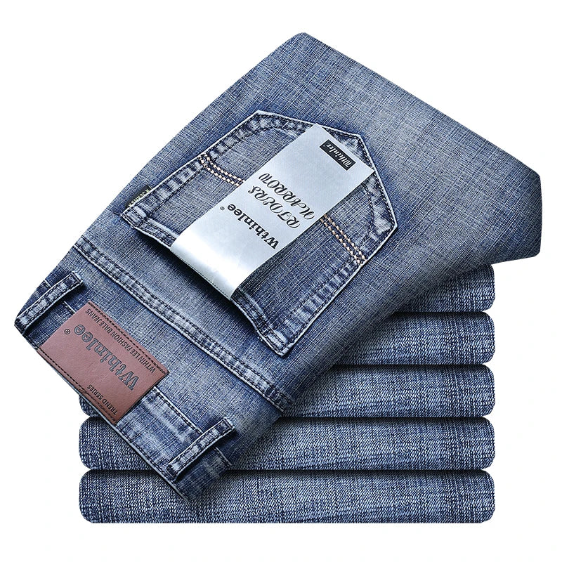 Spring Autumn Straight Elastic Slim Fit Casual Work Pants