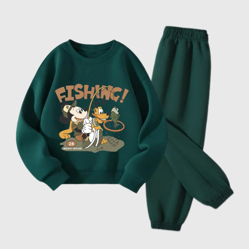 Boys Cartoon Long-sleeved Hoodies +Pants