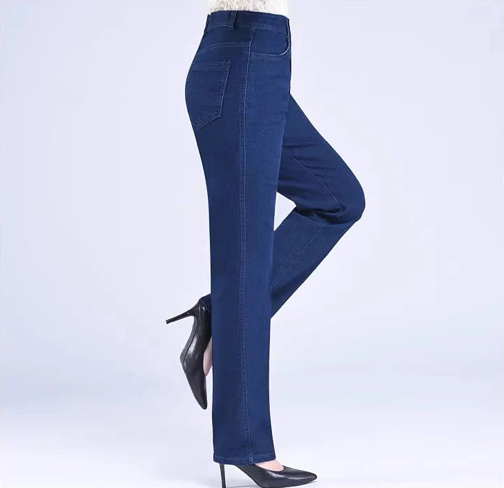 Straight Casual High Waist Classic Denim Pants