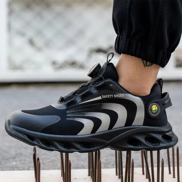 Rotary Buckle Work Sneakers Protective Lightweight Safety Shoes