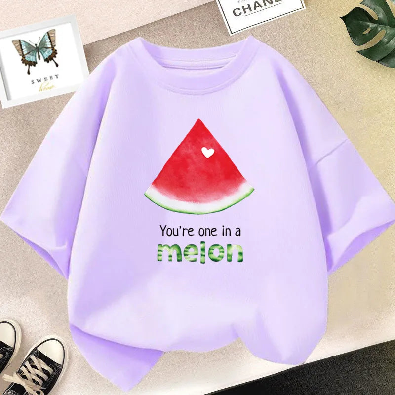 Cute Lemon Fruit Cartoon Bike Printed Tops Tee Short Sleeve