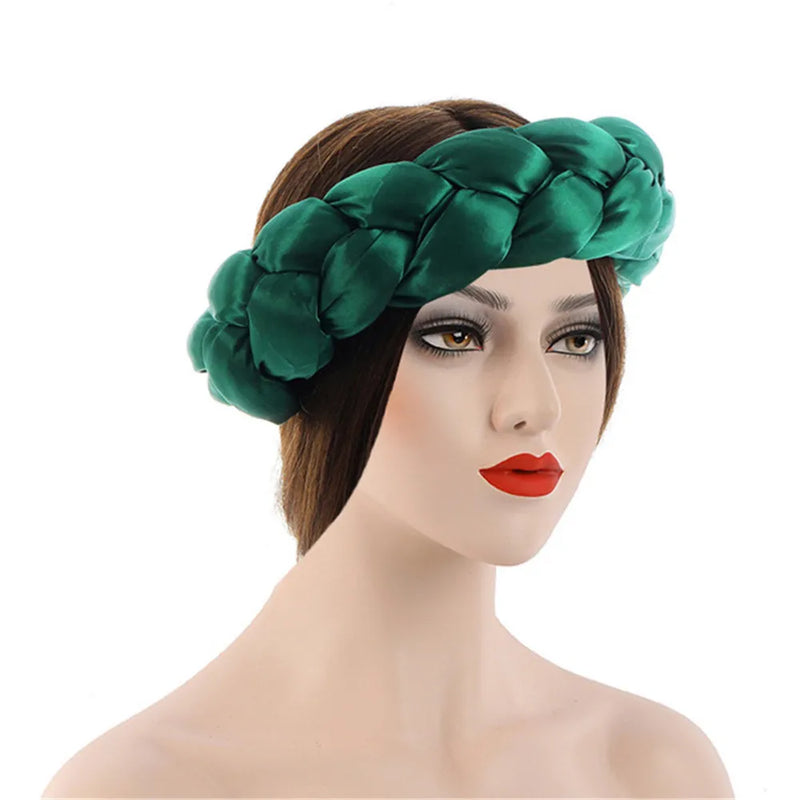 Exaggerated Satin Braid Headband for Women