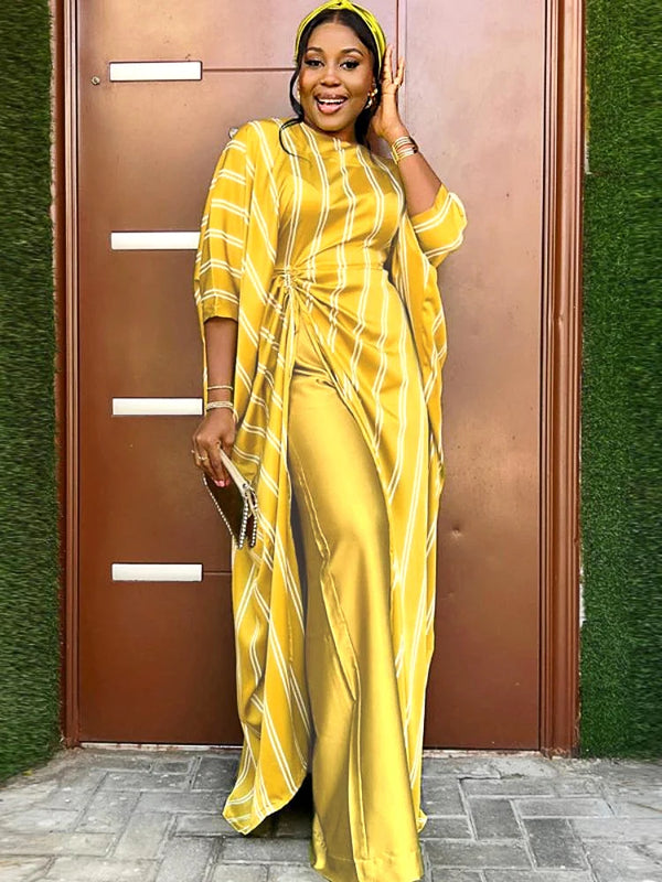 Asymmetrical Split Maxi Top and Wide Leg Pants Two Pieces