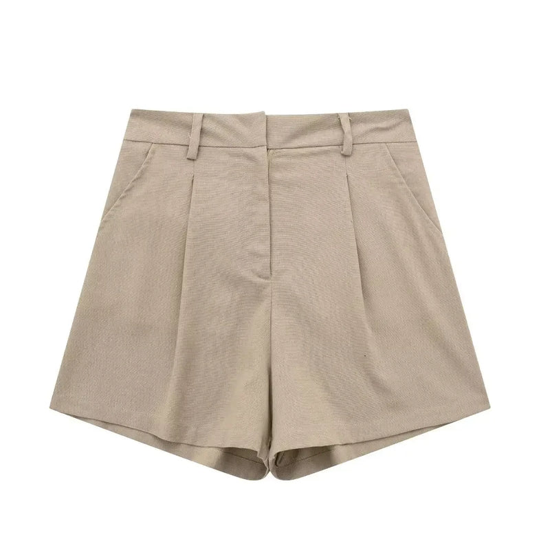 Sleeveless Vest Top+High Waist Slim Shorts 2 Pieces Set