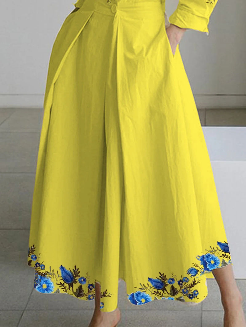 Shirt Dress Vintage Elegant A-Line Pleated Autumn Casual