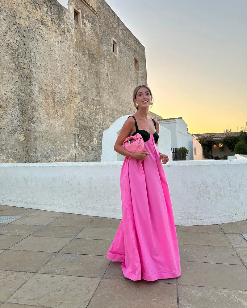 Backless Lace Up Spaghetti Strap Maxi Dress