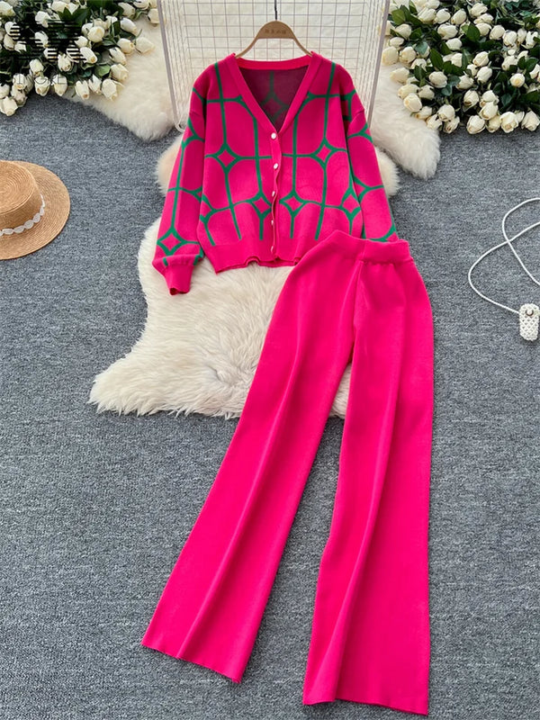 SINGREINY Cardigan+Wide Leg Long Pants