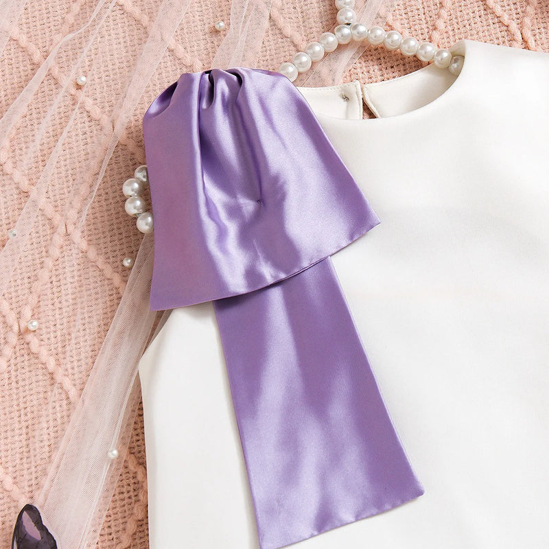 Shoulder Silk Scarf Slim Dress