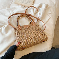 Summer Exquisite Bamboo Straw Woven Shoulder Bag
