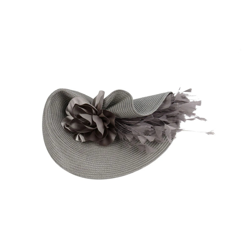 Braided Fascinator Hat With Feather Flower