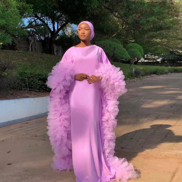 Beautiful Ruffles Trimmed Long kaftan Puffy Bubu