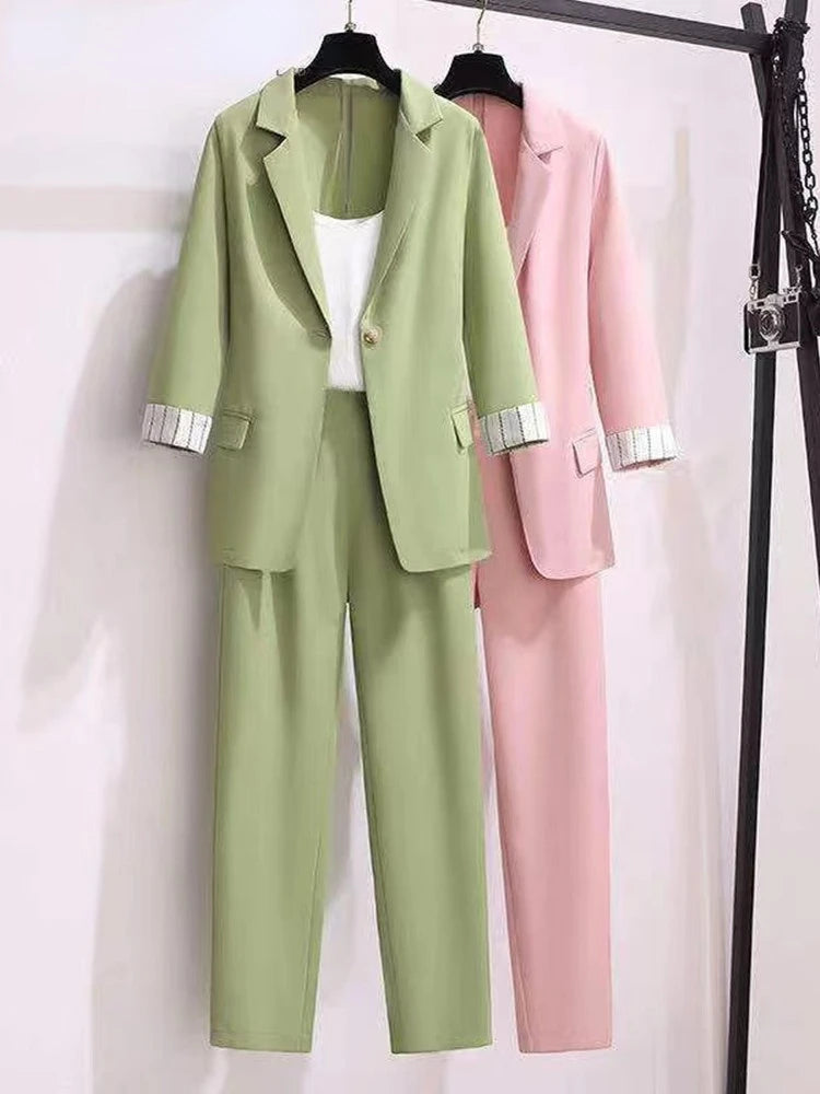 Elegant blazer leisure pants Tweed suit jacket three-piece