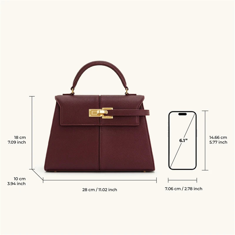 Burgundy Large Square Crossbody Bag
