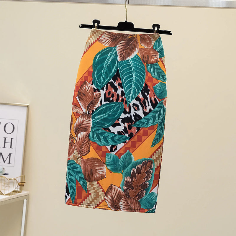 Vintage Flower Print Bodycon Pencil Skirt