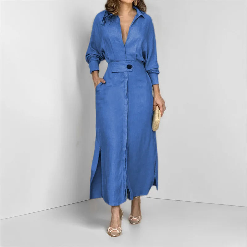 Boho Sexy V-neck Flare Long Sleeve Maxi Dress