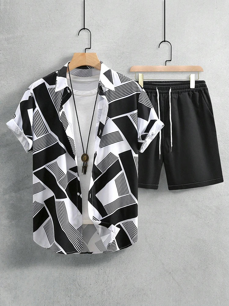Everyday Short-sleeved Shirt And Sports Shorts Set