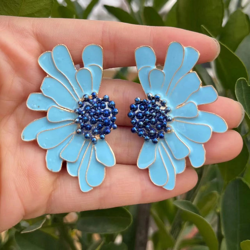 Sweet Temperament Wave Dot Leaf Flower Earrings
