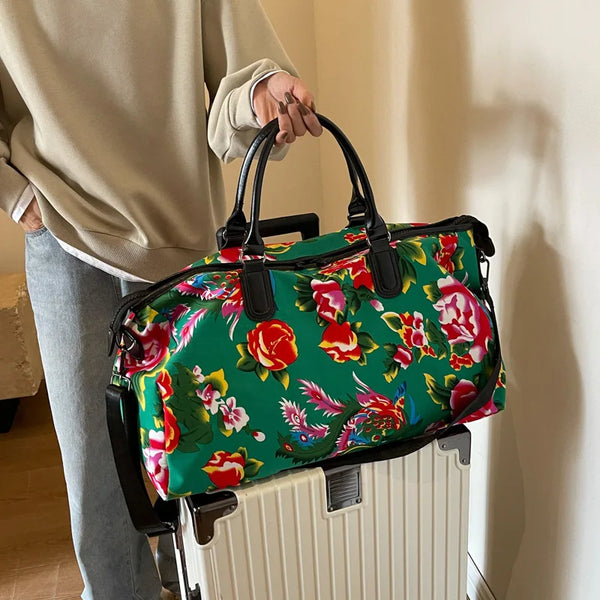 Big Flower Canvas Travel Bag