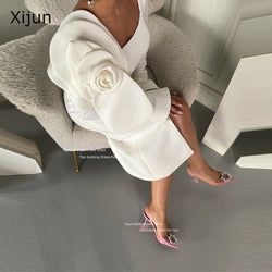 Crepe Ivory Short Evening Dresses