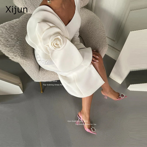 Crepe Ivory Short Evening Dresses