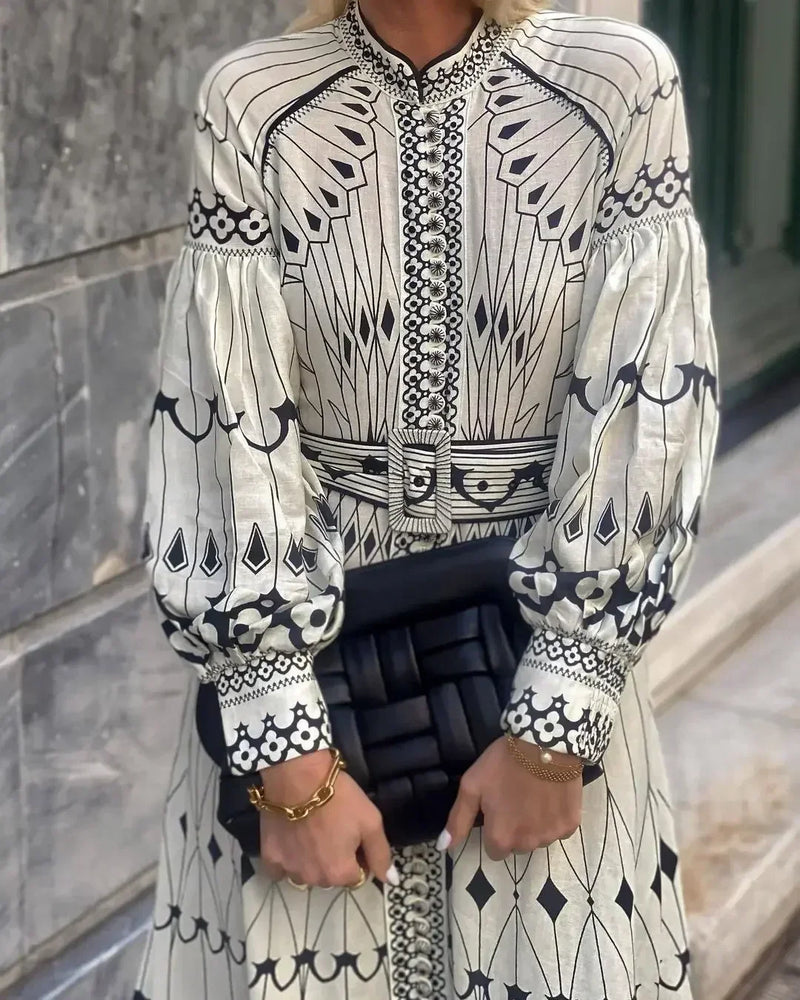 Retro Elegant Stand Collar Long Dress