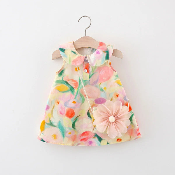 Summer Sweet large flower doll collar sleeveless cotton dress
