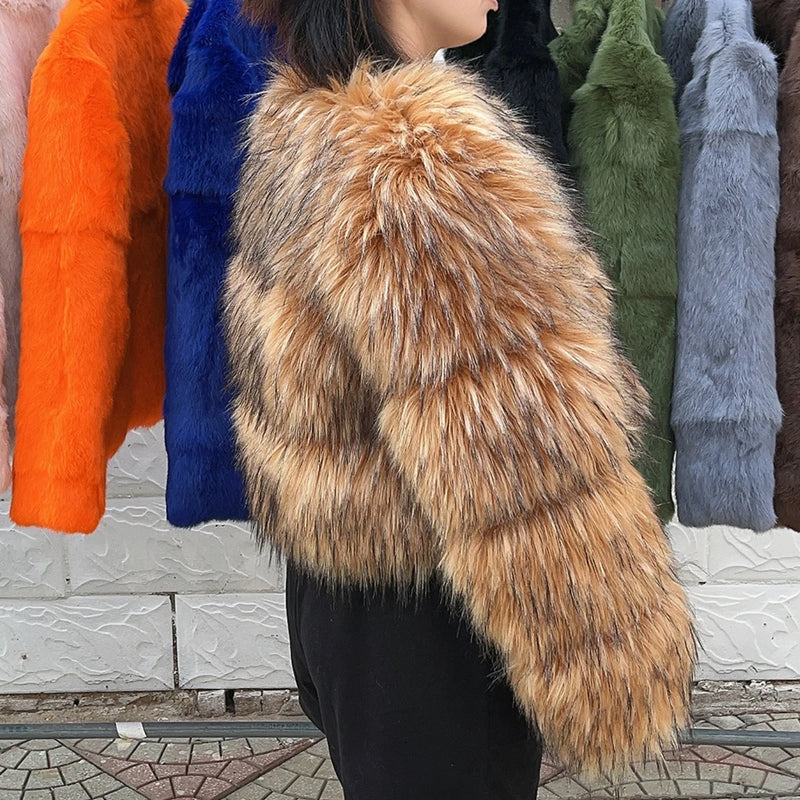 Faux Fur Coat Women's Jacket Winter Warm Thick Fox